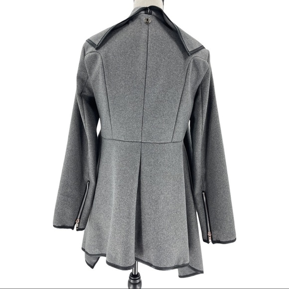 Womens Gray Open Front Waterfall High Low Jacket M - Picture 2 of 4